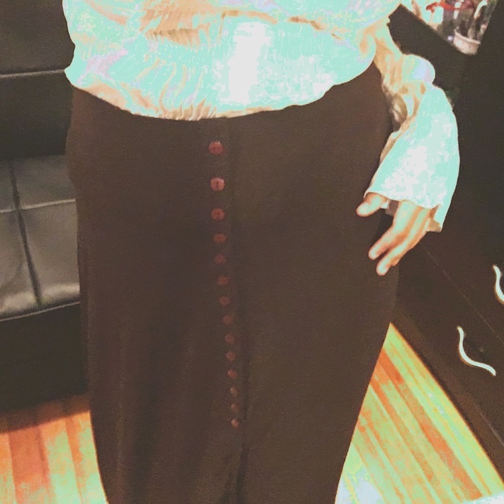 Vintage Brown Button Down Maxi Skirt 🦇🍫🍩